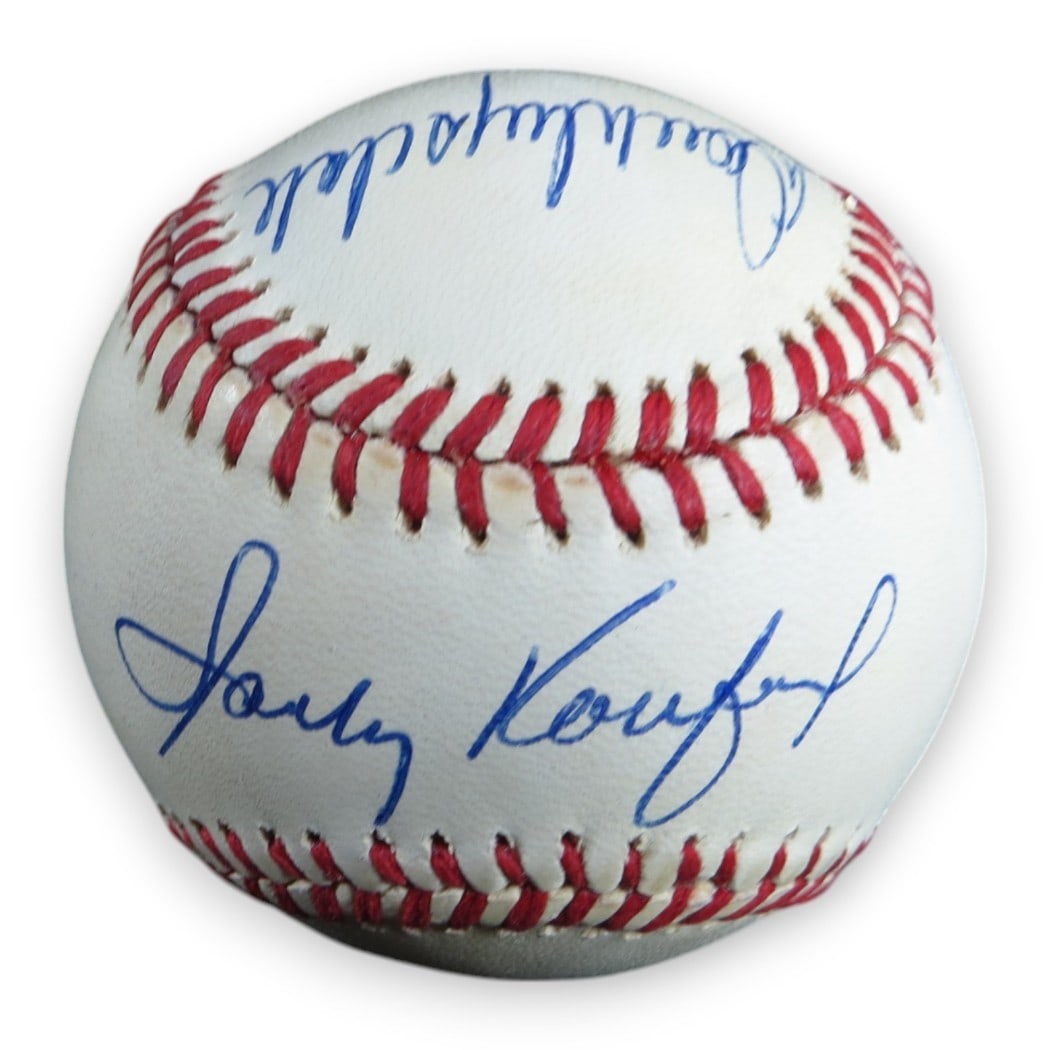 Sandy Koufax Don Drysdale Signed Baseball Dodgers JSA Authenticated: Sandy Koufax Don Drysdale Signed Baseball Dodgers JSA Authenticated This official NL baseball is signed by legendary Los Angeles Dodgers players Sandy Koufax and Don Drysdale. The autographs have been
