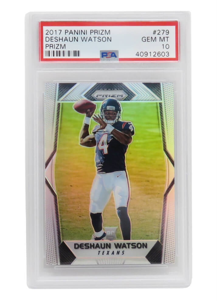 Deshaun Watson 2017 Panini Prizm #279 Rookie Card PSA 10 Gem Mint: Deshaun Watson 2017 Panini Prizm #279 Rookie Card PSA 10 Gem Mint This listing is for a 2017 Panini Prizm #279 Deshaun Watson rookie card, graded Gem Mint 10 by Professional Sports Authenticator (PSA)