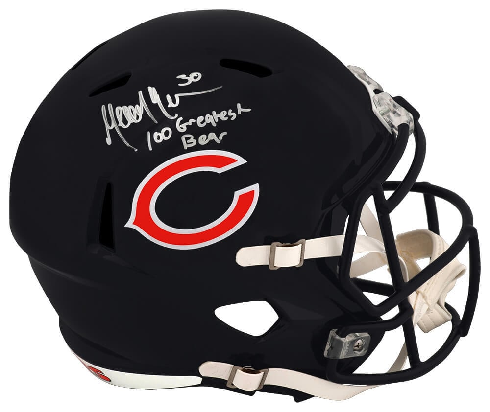 Mike Brown Signed Chicago Bears Replica Helmet 100 Greatest Inscription COA: Mike Brown Signed Chicago Bears Replica Helmet 100 Greatest Inscription COA This is a Chicago Bears Riddell full-size speed replica helmet personally signed by Mike Brown. The helmet features the insc