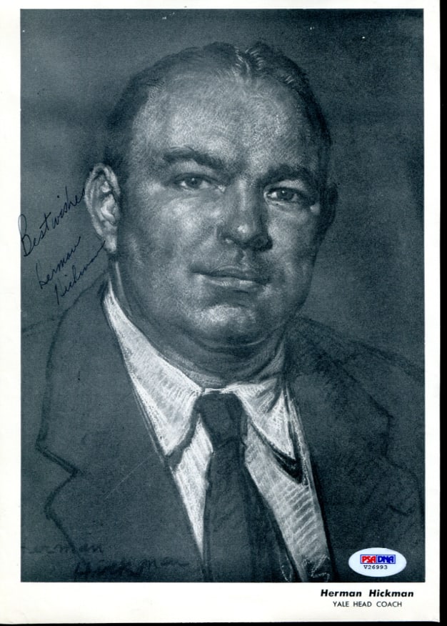Herman Hickman Autographed 8x10 Football Photo with PSA/DNA Authentication: Herman Hickman Autographed 8x10 Football Photo with PSA/DNA Authentication This is an original 8x10 photograph autographed by Herman Hickman, a notable figure associated with Yale and football. The it