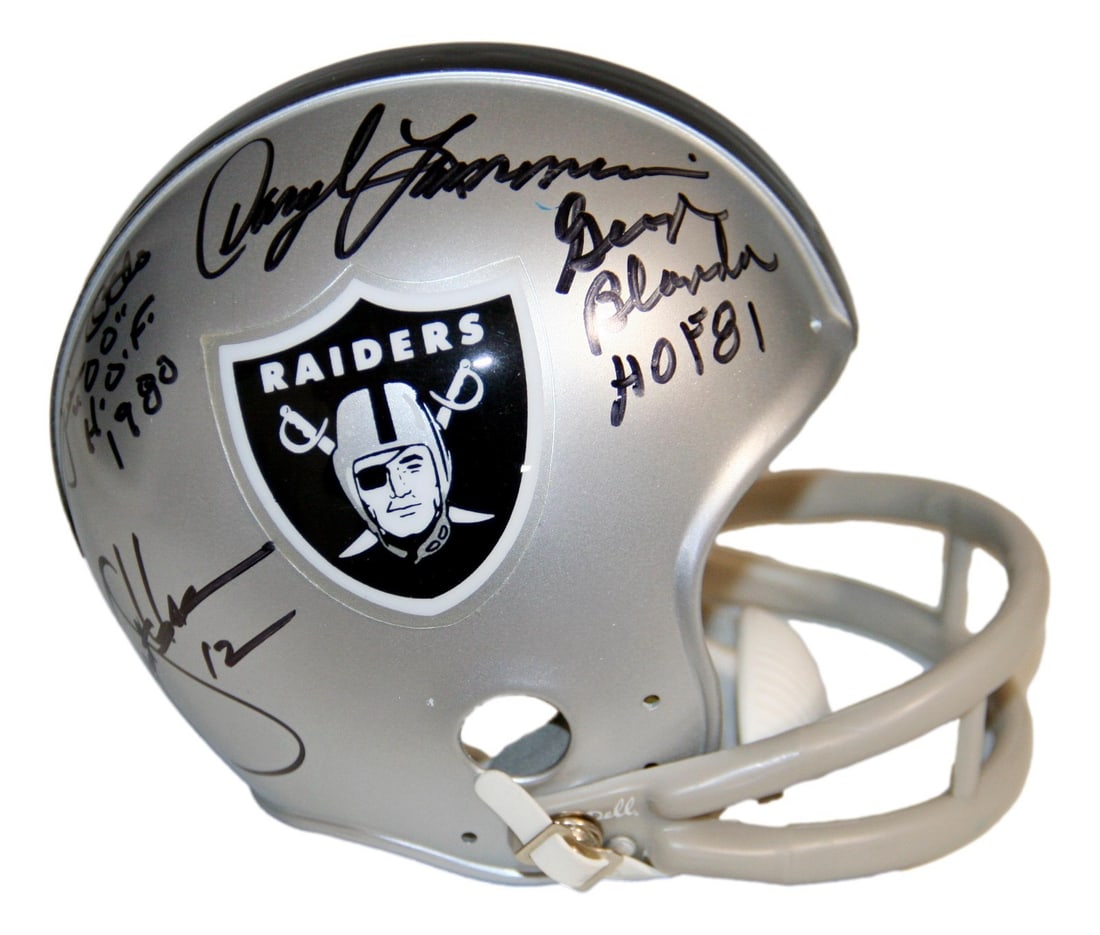 Mini Helmet Signed by George Blanda Plus Four Oakland Raiders Legends PSA LOA (1 of 4)