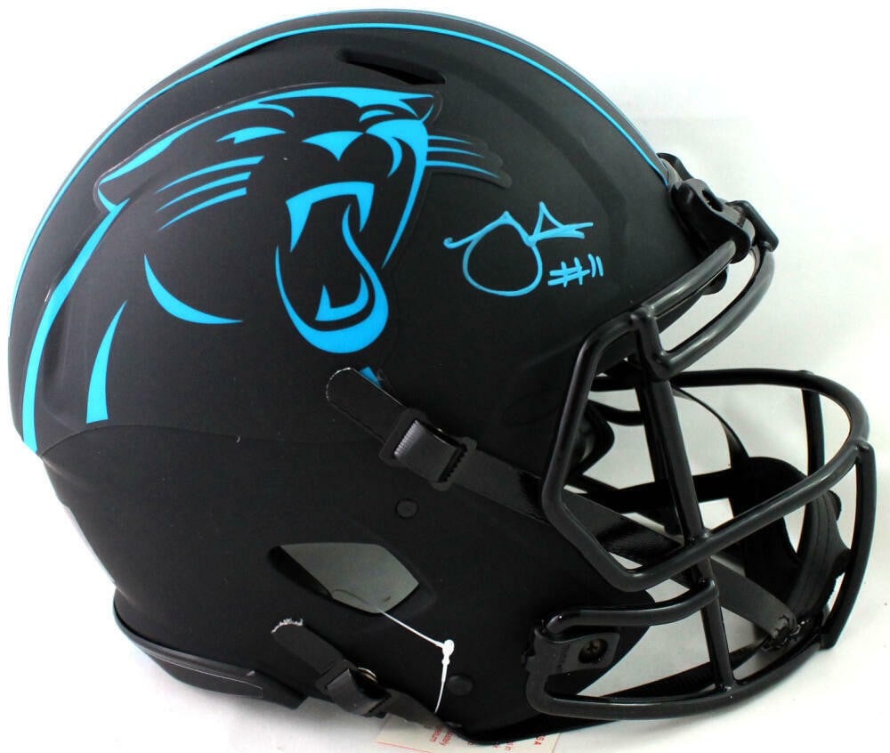 Carolina Panthers Eclipse Helmet Signed by Robby Anderson with Beckett Authentication: Carolina Panthers Eclipse Helmet Signed by Robby Anderson with Beckett Authentication This is an authentic Carolina Panthers full-size Eclipse helmet featuring the autograph of Robby Anderson. The sig