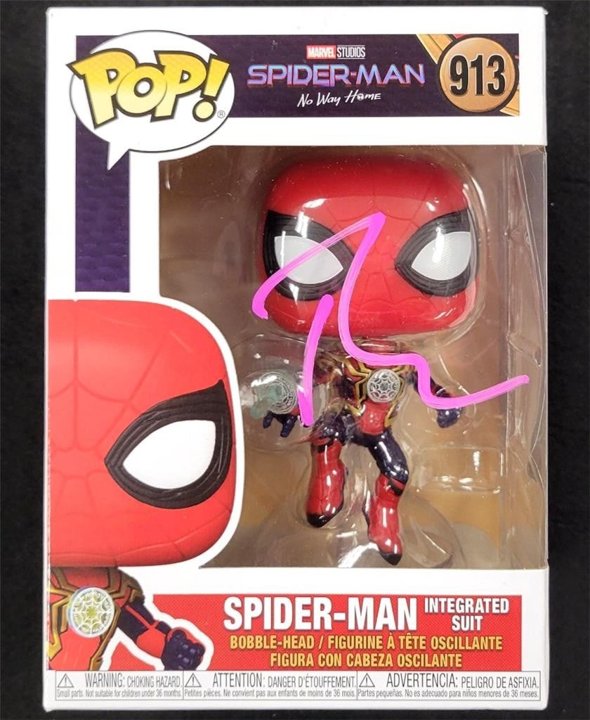 Tobey Maguire Signed Spider-Man Funko Pop 913 Beckett Authenticated: Tobey Maguire Signed Spider-Man Funko Pop 913 Beckett Authenticated This authentic Tobey Maguire signed Spider-Man Integrated Suit Funko Pop 913 commemorates the iconic character from 'Spider-Man: