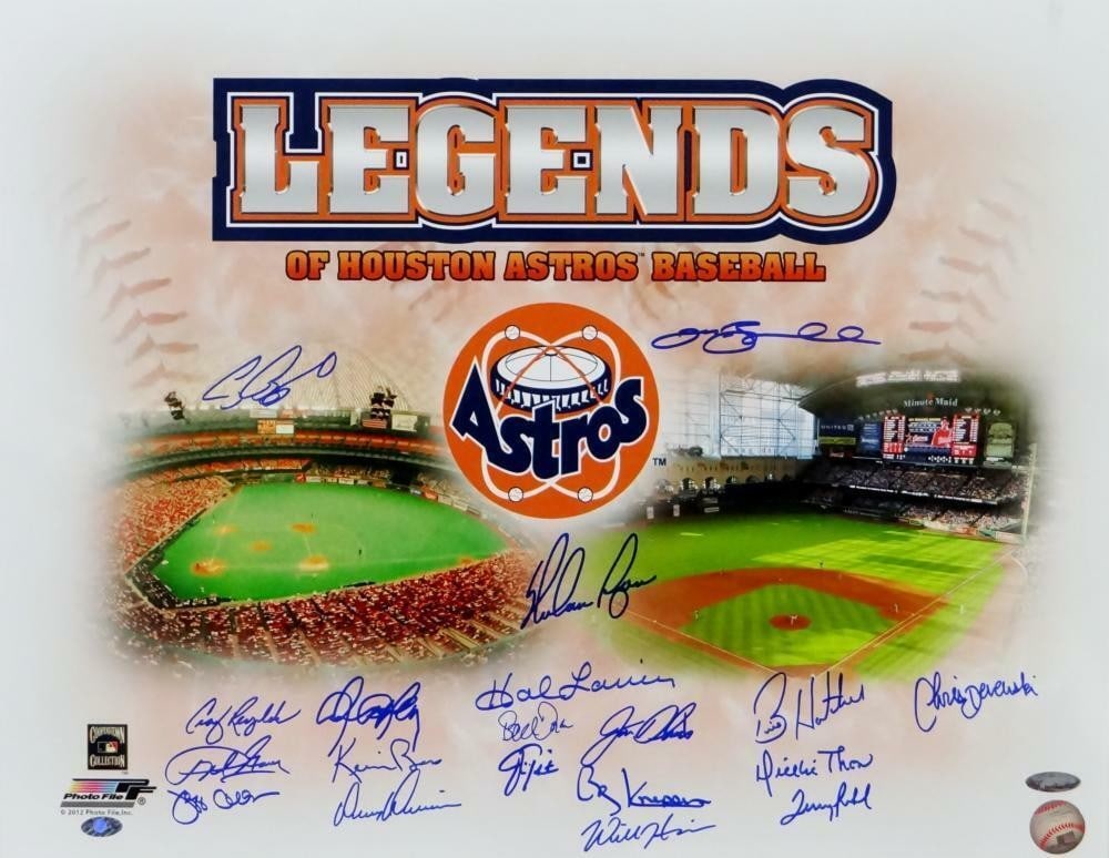 19-Signature 16x20 Houston Astros Legends Original Photo Tristar Authenticated: 19-Signature 16x20 Houston Astros Legends Original Photo Tristar Authenticated This is an original 16x20 photo featuring Houston Astros legends, autographed by 19 signers. The signatures have been