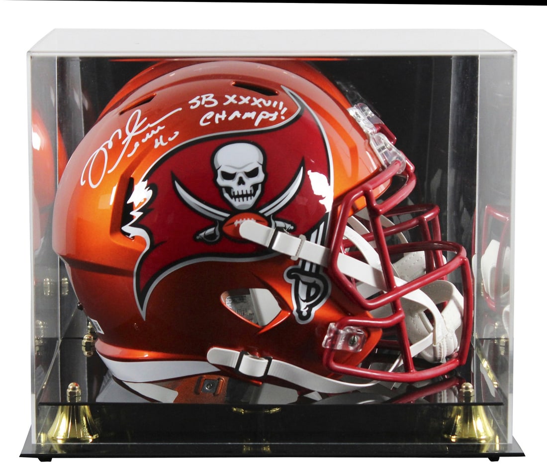 Mike Alstott Signed Bucs Speed Helmet with Display Case BAS Authenticated: Mike Alstott Signed Bucs Speed Helmet with Display Case BAS Authenticated This exceptional autographed full-size speed replica helmet is a must-have for any Tampa Bay Buccaneers fan. Personally signed