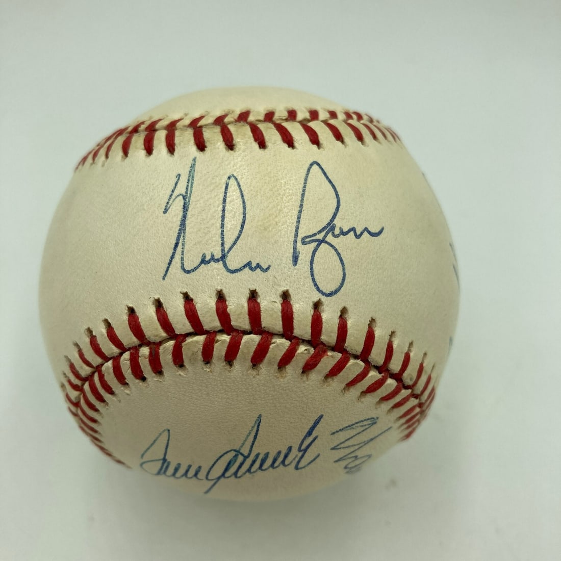 Nolan Ryan Tom Seaver Multi-Signed Baseball with JSA Authentication: Nolan Ryan Tom Seaver Multi-Signed Baseball with JSA Authentication This is a remarkable piece of baseball memorabilia: a multi-signed baseball from the illustrious 300 Win Club, featuring the legenda