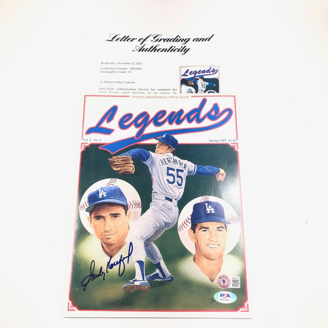 Sandy Koufax Autographed Legends Magazine PSA/DNA Los Angeles Dodgers: Sandy Koufax Autographed Legends Magazine PSA/DNA Los Angeles Dodgers This is an original Legends Magazine featuring the autograph of Hall of Famer Sandy Koufax, authenticated and graded 10 by PSA/DNA