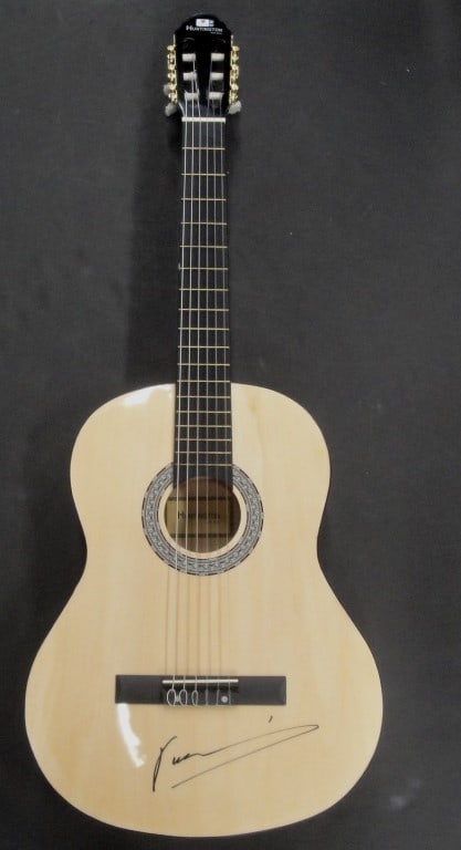 Yanni Hand Signed Acoustic Guitar with Global Authentics Authentication: Yanni Hand Signed Acoustic Guitar with Global Authentics Authentication This is an authentic full-size acoustic guitar hand-signed by the renowned musician Yanni. The autograph has been authenticated