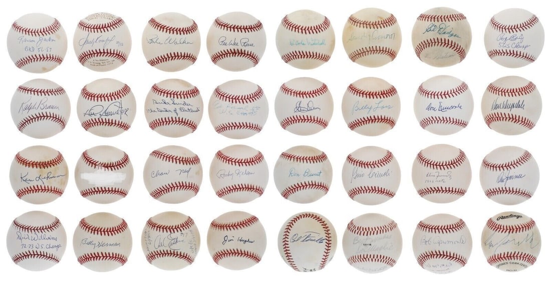 1956 Brooklyn Dodgers Signed Baseballs Collection 31 Balls JSA PSA Authenticated: 1956 Brooklyn Dodgers Signed Baseballs Collection 31 Balls JSA PSA Authenticated This remarkable collection features 31 single-signed baseballs from the legendary 1956 Brooklyn Dodgers National League
