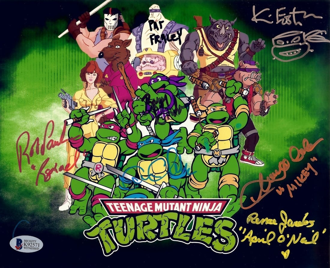 Teenage Mutant Ninja Turtles Signed 8x10 Photo 7 Autographs Beckett Authenticated: Teenage Mutant Ninja Turtles Signed 8x10 Photo 7 Autographs Beckett Authenticated Celebrate the iconic Teenage Mutant Ninja Turtles with this autographed 8X10 photograph featuring a remarkable collect