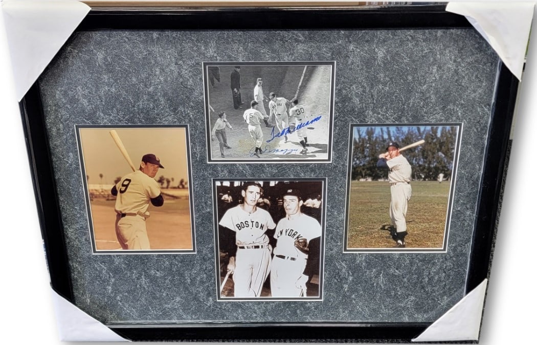 Ted Williams Joe Dimaggio Signed 8x10 Photo Framed GAI Authenticated: Ted Williams Joe Dimaggio Signed 8x10 Photo Framed GAI Authenticated This stunning custom framed 8x10 photo features the legendary players Joe DiMaggio and Ted Williams, both hand-signed for authentic
