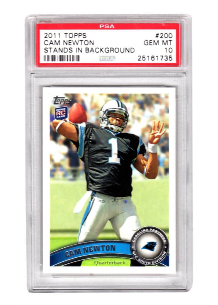 Cam Newton 2011 Topps #200 Rookie Card PSA 10 Gem Mint Carolina Panthers: Cam Newton 2011 Topps #200 Rookie Card PSA 10 Gem Mint Carolina Panthers This 2011 Topps Cam Newton rookie card (#200) features a striking design with stands in the background, making it a must-have f