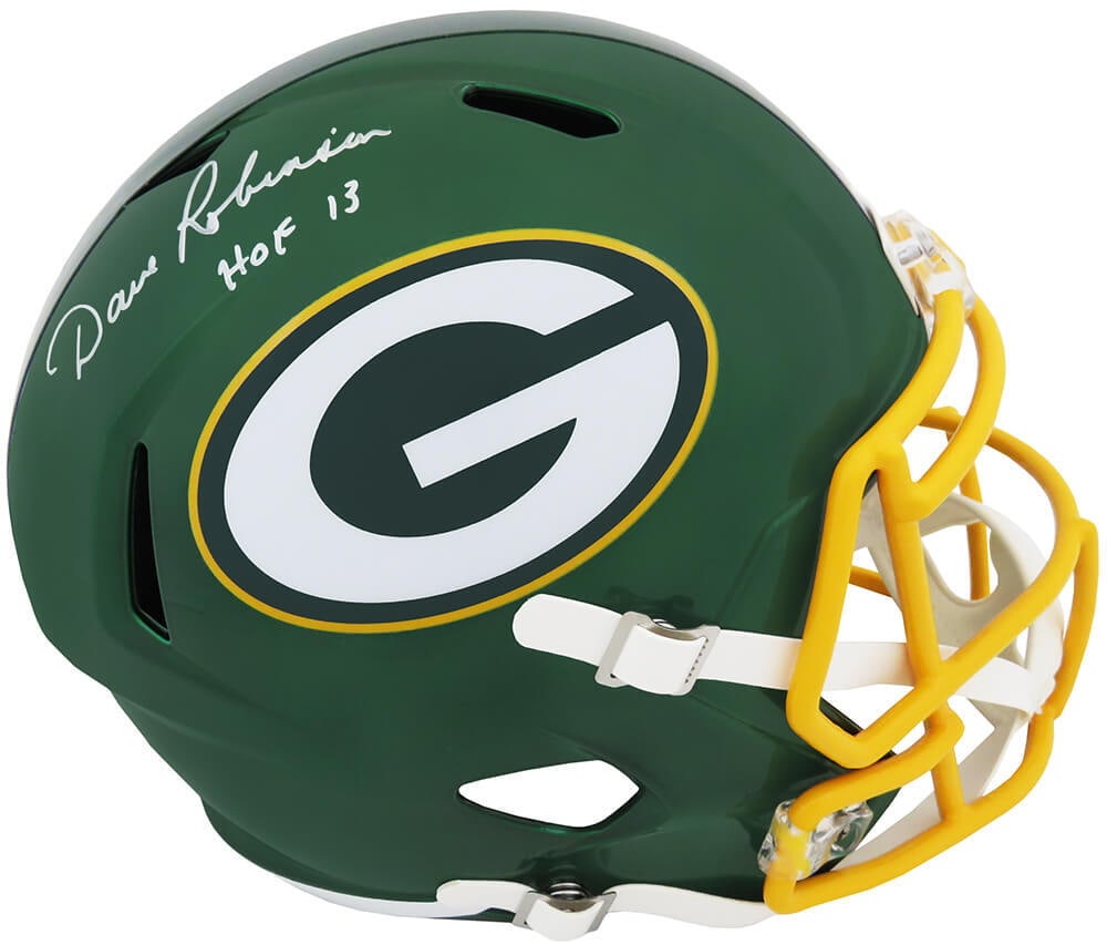 Dave Robinson Signed Green Bay Packers Flash Helmet with HOF 2013 Inscription (1 of 1)