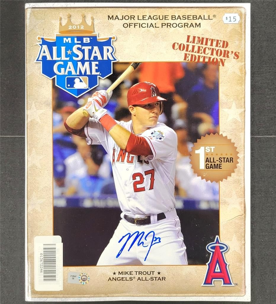 Mike Trout Signed 2012 All-Star Game Program MLB Authenticated: Mike Trout Signed 2012 All-Star Game Program MLB Authenticated Celebrate the legendary rookie year of Mike Trout with this signed 2012 MLB All-Star Game Program. Authenticated by Major League Baseball