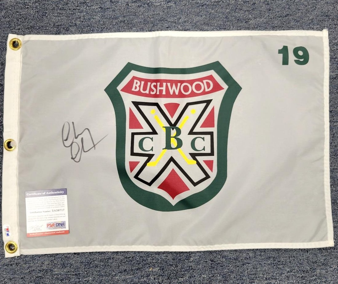 Chevy Chase Autographed Caddyshack Bushwood Pin Flag PSA/DNA: Chevy Chase Autographed Caddyshack Bushwood Pin Flag PSA/DNA This is an original signed pin flag from the iconic movie 'Caddyshack,' featuring the autograph of Chevy Chase. Authenticated by Profession