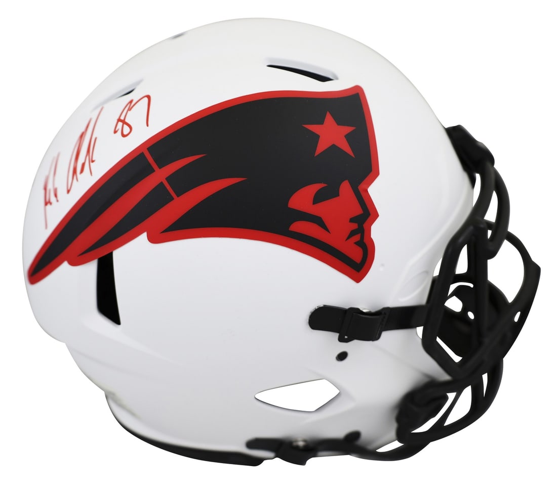 Rob Gronkowski Signed New England Patriots Lunar Helmet BAS Witnessed (1 of 3)