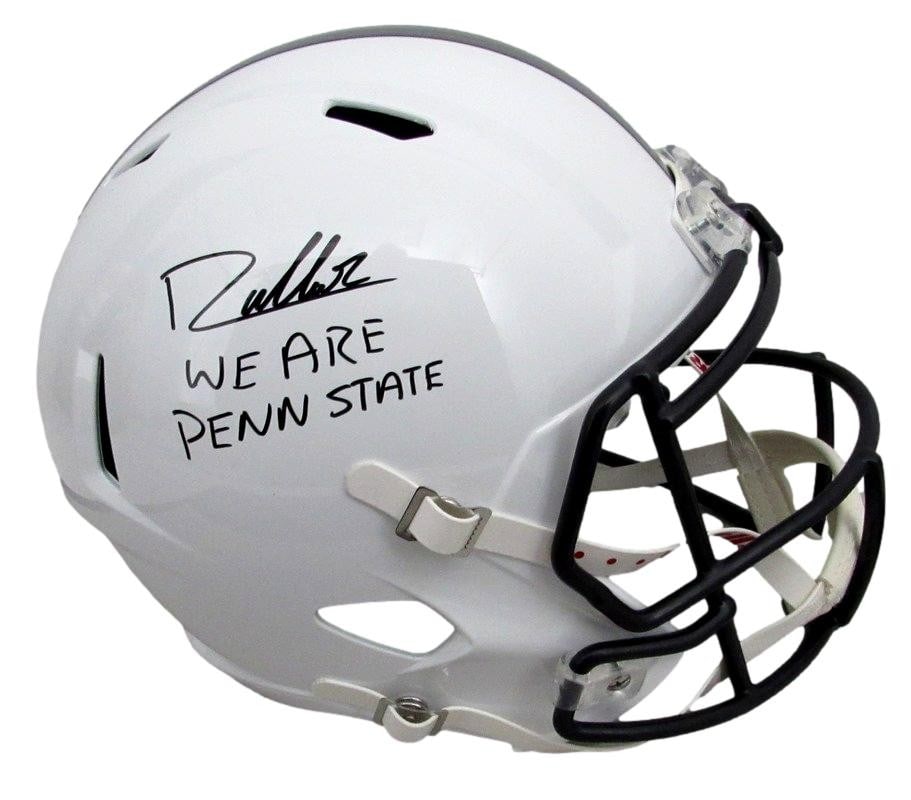 Drew Allar Autographed Speed Replica Helmet Penn State JSA Certified: Drew Allar Autographed Speed Replica Helmet Penn State JSA Certified This full-size speed replica helmet features the autograph of Drew Allar, a notable player from the Penn State Nittany Lions footba