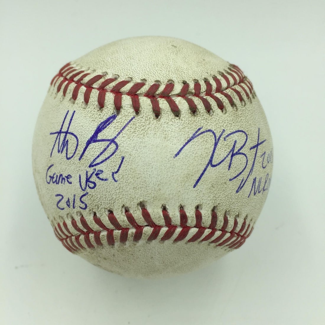 Kris Bryant Anthony Rizzo Dual Signed Game Used Baseball MLB Fanatics Authenticated: Kris Bryant Anthony Rizzo Dual Signed Game Used Baseball MLB Fanatics Authenticated This is a dual signed and inscribed official Major League Baseball featuring Kris Bryant, the 2015 Rookie of the Yea