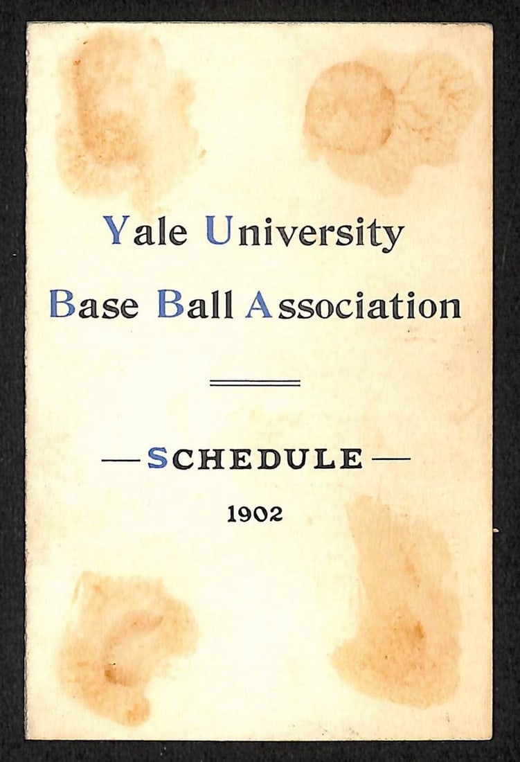 Vintage 1902 Yale Baseball Association Season Ticket and Schedule: Vintage 1902 Yale Baseball Association Season Ticket and Schedule Offered is a rare, vintage 1902 Yale Baseball Association Schedule and Complimentary Season Ticket. This original item captures the es