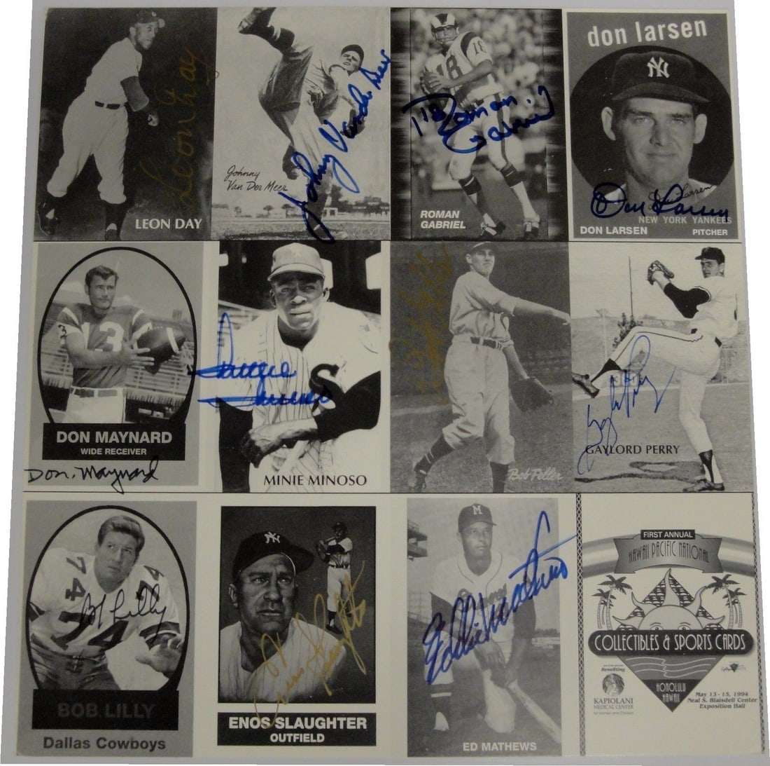 11x14 Signed National Poster with 11 Athlete Autographs: 11x14 Signed National Poster with 11 Athlete Autographs This is an original 11x14 signed poster featuring legendary athletes Don Larsen, Gaylord Perry, Eddie Mathews, Don Maynard, Bob Feller, Bob Lill