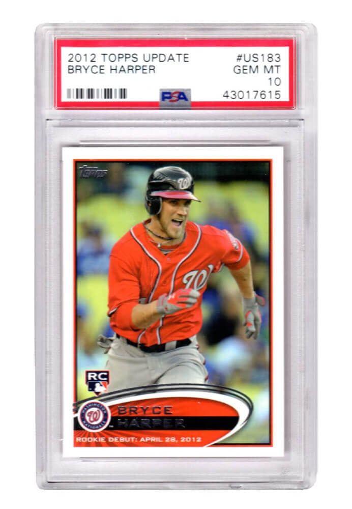 Bryce Harper 2012 Topps Update #US183 RC Rookie Card PSA 10 Gem Mint: Bryce Harper 2012 Topps Update #US183 RC Rookie Card PSA 10 Gem Mint This listing features a Bryce Harper 2012 Topps Update #US183 RC rookie card, encapsulated and graded Gem Mint 10 by Professional S