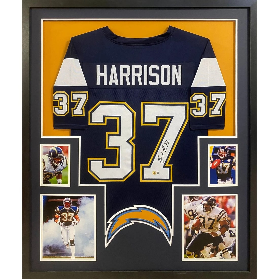 Rodney Harrison Autographed Framed Jersey San Diego Chargers Beckett Authenticated: Rodney Harrison Autographed Framed Jersey San Diego Chargers Beckett Authenticated This is a Rodney Harrison autographed framed jersey from his time with the San Diego Chargers. The jersey features an