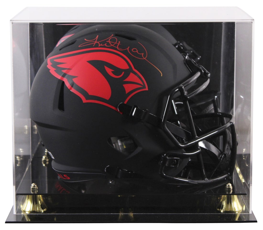 Kurt Warner Signed Arizona Cardinals Eclipse Full Size Helmet with Display Case BAS: Kurt Warner Signed Arizona Cardinals Eclipse Full Size Helmet with Display Case BAS This authentic Arizona Cardinals full-size speed replica helmet features a striking Eclipse design and has been pers