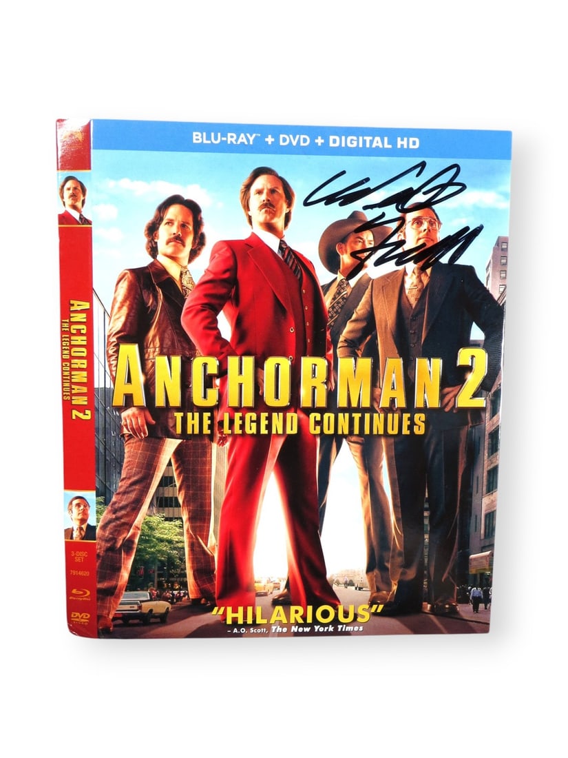 Anchorman 2 Blu-ray Slipcover Signed by Will Ferrell JSA Authenticated: Anchorman 2 Blu-ray Slipcover Signed by Will Ferrell JSA Authenticated This is an original Blu-ray slipcover for Anchorman 2, autographed by Will Ferrell. The slipcover has been authenticated by James