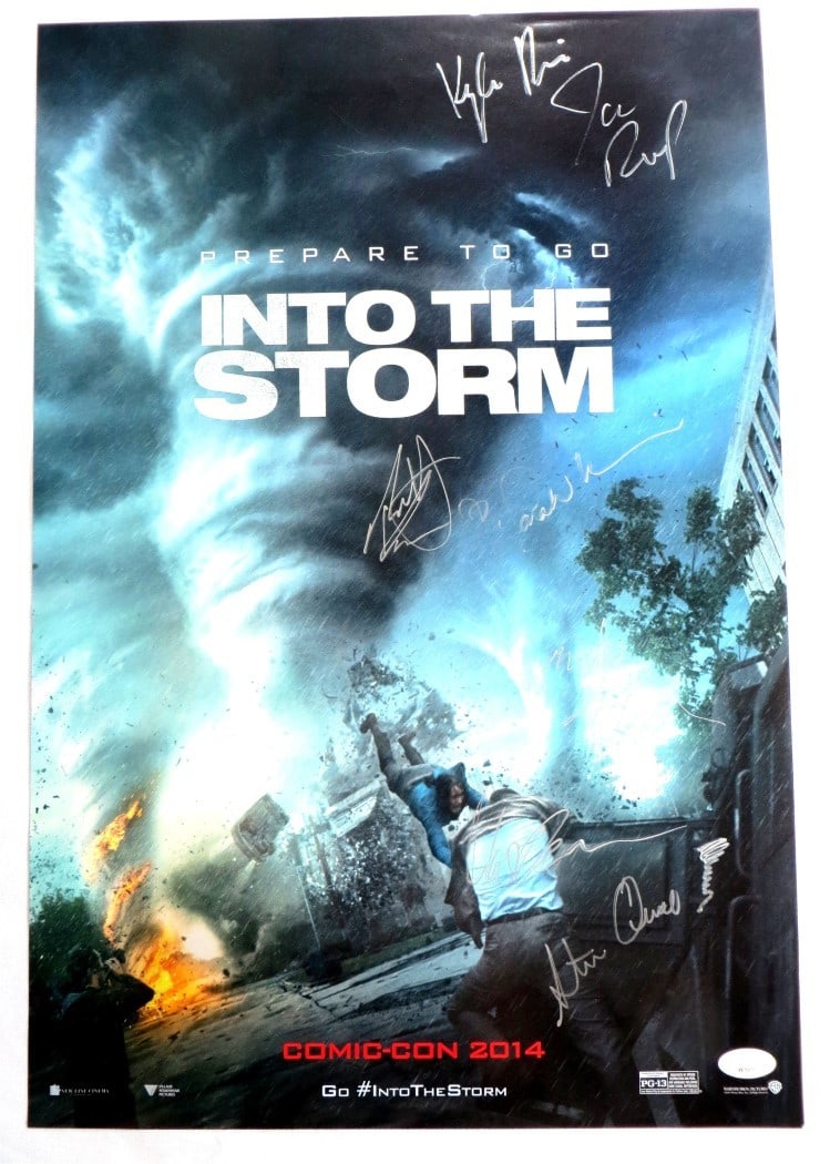 Into the Storm Cast Signed 13x20 Poster 7 Autographs JSA: Into the Storm Cast Signed 13x20 Poster 7 Autographs JSA This is an original autographed 13" x 20" poster from the cast of "Into the Storm." The poster features signatures from notable cast members in