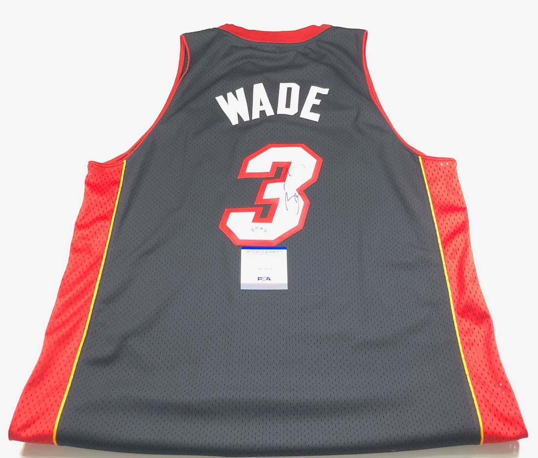 Dwyane Wade Autographed Miami Heat Jersey PSA/DNA Certified: Dwyane Wade Autographed Miami Heat Jersey PSA/DNA Certified This is an original stitched jersey autographed by Dwyane Wade, a notable player for the Miami Heat. The signature has been authenticated by