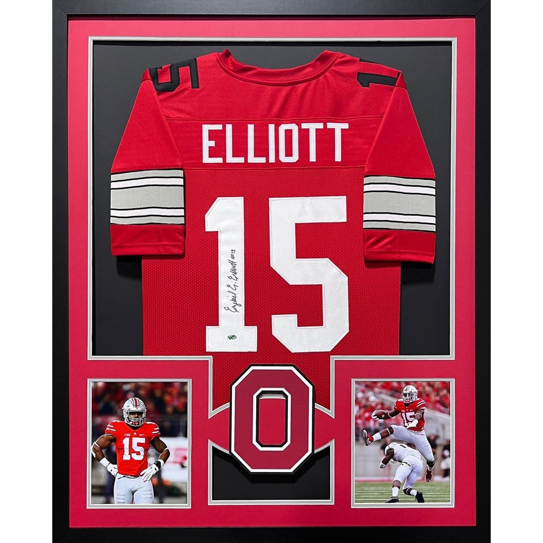 Ezekiel Elliott Autographed Framed Jersey Ohio State Leaf Authentic (1 of 2)