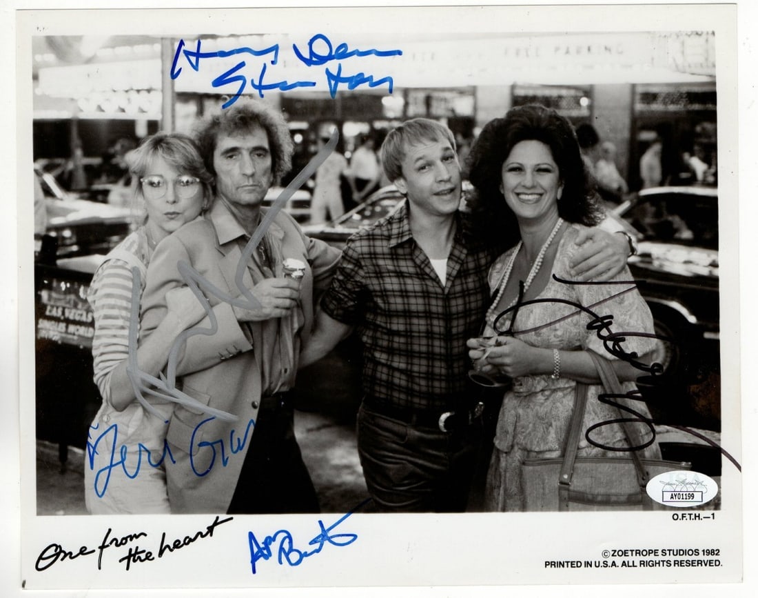 8x10 Photo Signed by One from the Heart Cast JSA Authenticated: 8x10 Photo Signed by One from the Heart Cast JSA Authenticated This is an original 8x10 photograph autographed by members of the cast and crew from the film "One from the Heart." The photo is signed b