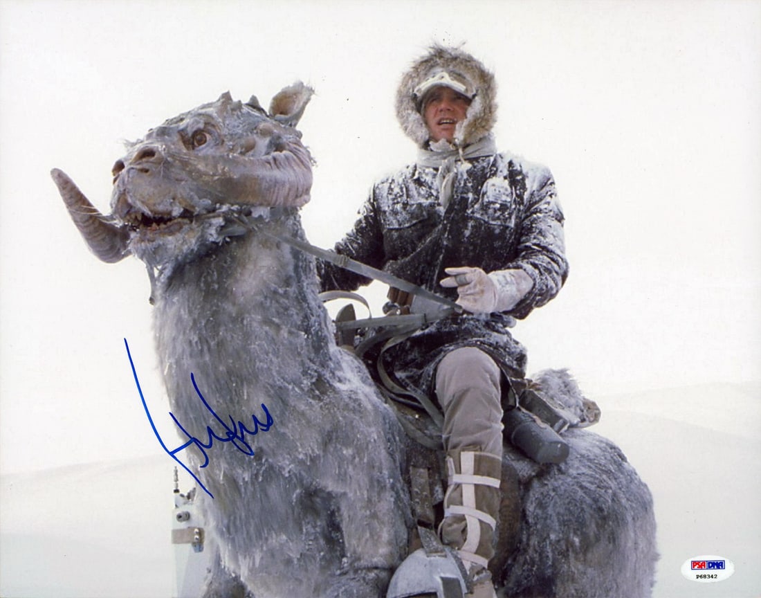 Harrison Ford Signed 11x14 Photograph PSA Authenticated Star Wars Empire: Harrison Ford Signed 11x14 Photograph PSA Authenticated Star Wars Empire This is an original 11x14 horizontal photograph from Star Wars: The Empire Strikes Back, personally signed by Harrison Ford. Th