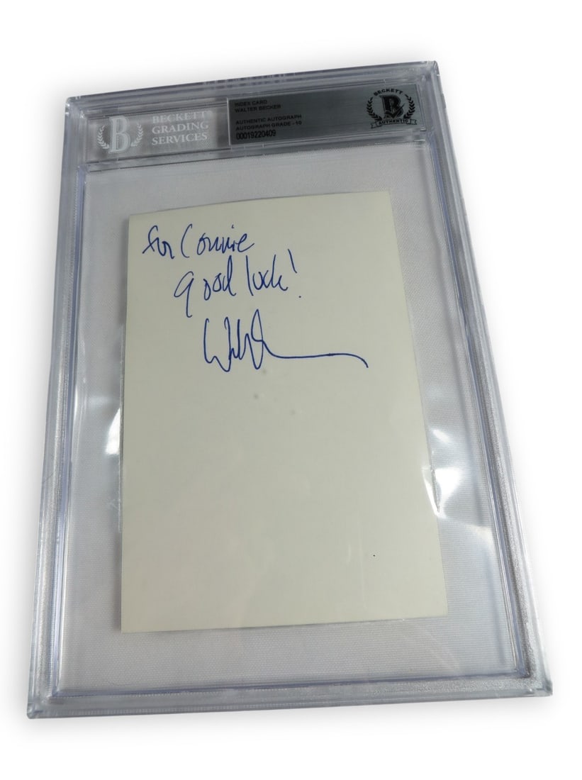 Autographed Index Card by Walter Becker Steely Dan BAS Authenticated: Autographed Index Card by Walter Becker Steely Dan BAS Authenticated This is an original index card autographed by Walter Becker, a founding member of Steely Dan. The autograph has been professionally