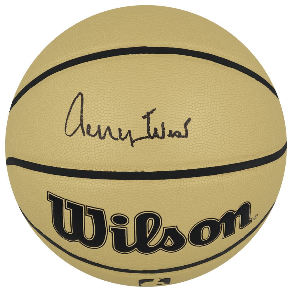 Jerry West Signed Wilson Gold NBA Basketball with COA: Jerry West Signed Wilson Gold NBA Basketball with COA Jerry West Signed Wilson Gold NBA Basketball with COA Elevate your basketball memorabilia collection with this Jerry West signed Wilson Gold Full