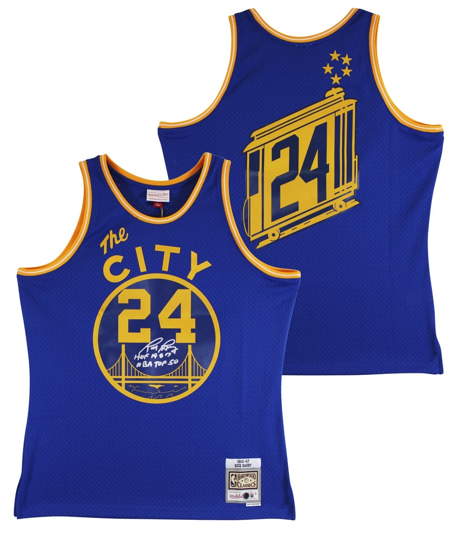 Rick Barry Signed Blue Warriors Jersey HOF 1987 BAS Authenticated: Rick Barry Signed Blue Warriors Jersey HOF 1987 BAS Authenticated Celebrate the legacy of Rick Barry with this authentic Blue Mitchell & Ness Throwback Swingman Jersey, featuring the inscriptions "HOF