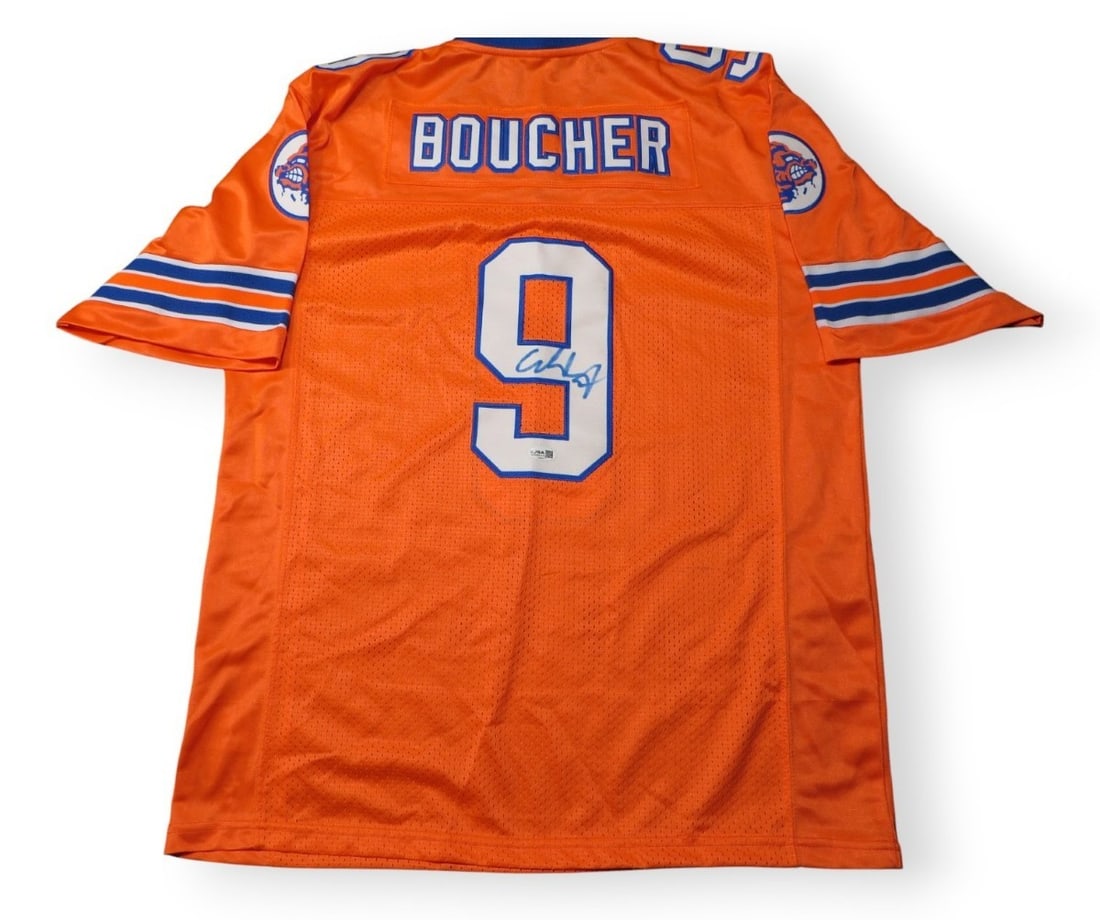Bobby Boucher The Waterboy Football Jersey Signed by Adam Sandler JSA Authenticated: Bobby Boucher The Waterboy Football Jersey Signed by Adam Sandler JSA Authenticated This football jersey is autographed by Adam Sandler, who played Bobby Boucher in the movie The Waterboy. The autogra