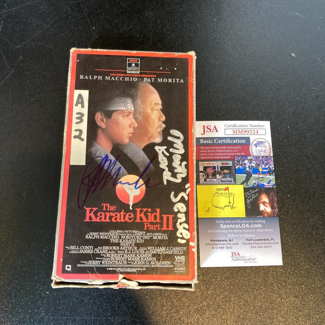 The Karate Kid VHS Signed by Ralph Macchio and Martin Kove JSA Certified: The Karate Kid VHS Signed by Ralph Macchio and Martin Kove JSA Certified This pre-owned VHS copy of The Karate Kid is signed by Ralph Macchio and Martin Kove. The item is an original from the United S