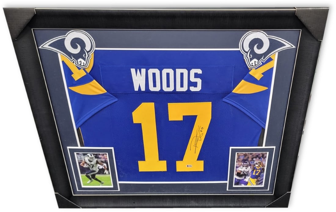 Robert Woods Autographed Framed Jersey LA Rams Beckett Authenticated: Robert Woods Autographed Framed Jersey LA Rams Beckett Authenticated Showcase your team spirit with this authentic Robert Woods hand-signed jersey, beautifully displayed in a custom frame. This origin