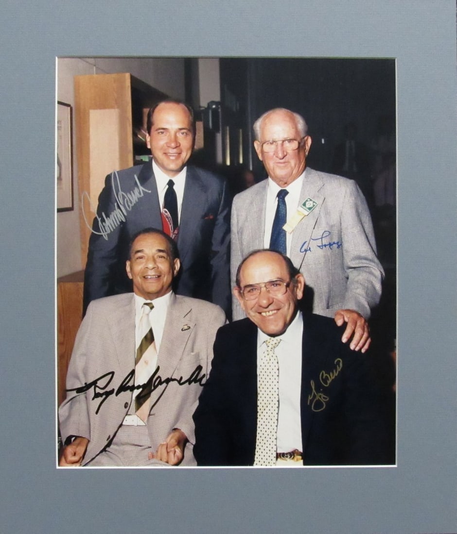 Roy Campanella Johnny Bench Yogi Berra Al Lopez Signed 11x14 Photo PSA/DNA: Roy Campanella Johnny Bench Yogi Berra Al Lopez Signed 11x14 Photo PSA/DNA This is an original 11x14 photo featuring legendary Hall of Fame catchers Roy Campanella, Johnny Bench, Yogi Berra, and Al Lo