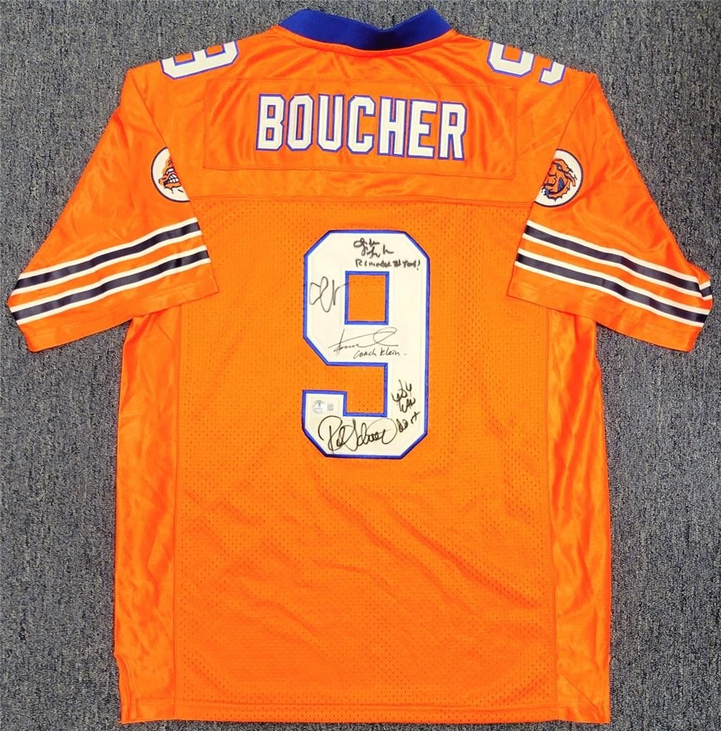 The Waterboy Movie Jersey Signed by Sandler Winkler Schneider with Quotes Beckett Authenticated: The Waterboy Movie Jersey Signed by Sandler Winkler Schneider with Quotes Beckett Authenticated This rare jersey from the movie The Waterboy is hand-signed by Adam Sandler, Henry Winkler, and Rob Schn