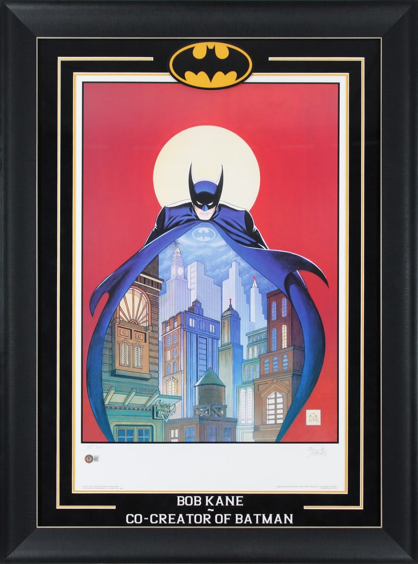 Bob Kane Batman Signed Framed Lithograph Limited Edition Artist Proof #4/25: Bob Kane Batman Signed Framed Lithograph Limited Edition Artist Proof #4/25 This limited edition artist proof lithograph measures 22x30.5 inches and features the iconic Batman character, personally si