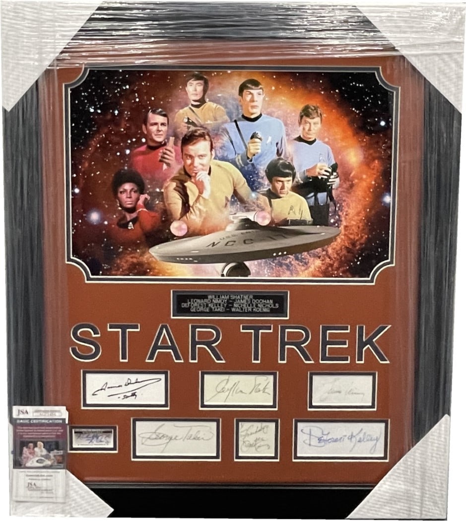 Framed Star Trek Cast Signed Display JSA William Shatner Leonard Nimoy Autographs (1 of 8)