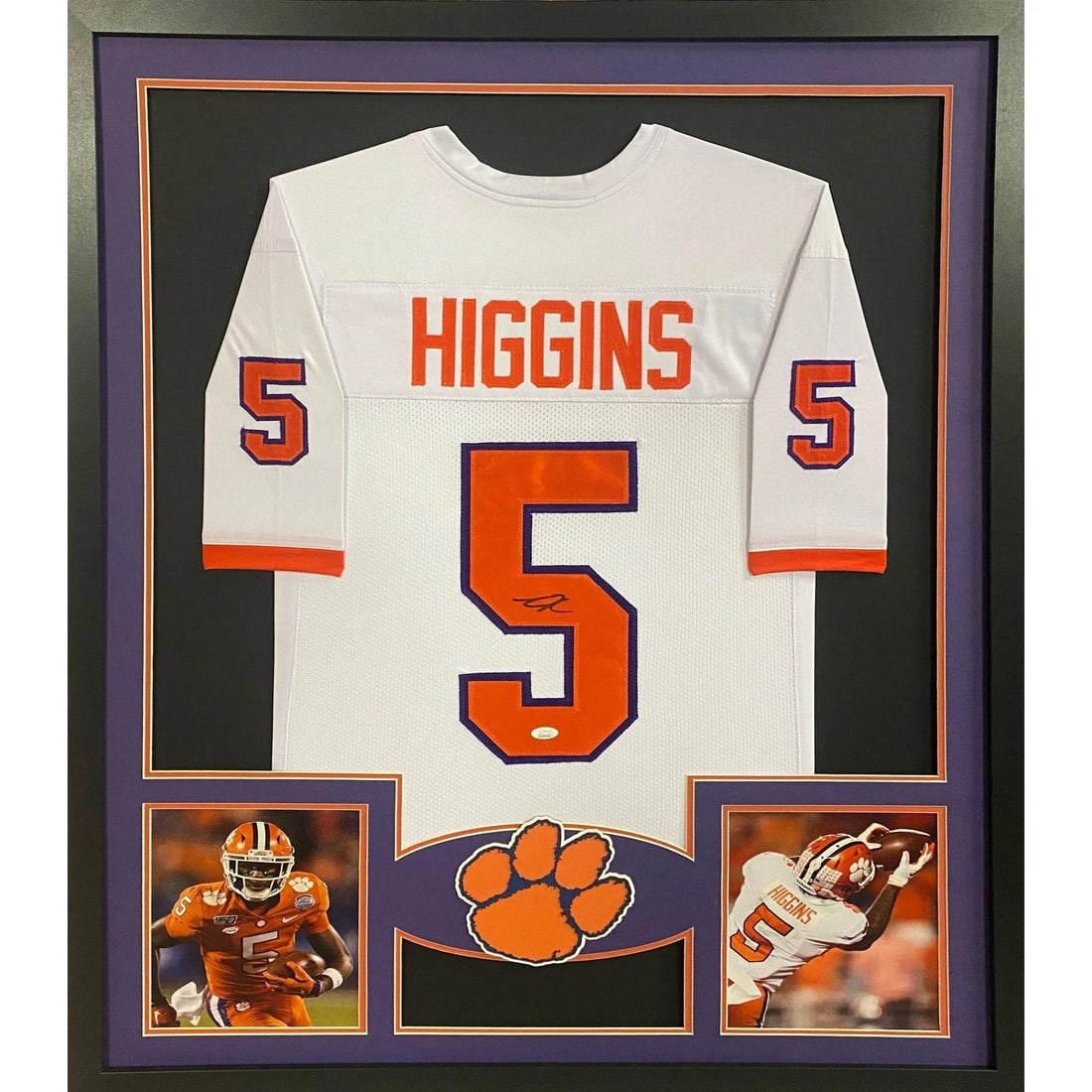 Tee Higgins Autographed Framed Jersey with JSA Certification: Tee Higgins Autographed Framed Jersey with JSA Certification This is a pre-owned autographed jersey of Tee Higgins, framed and ready for display. The jersey is authenticated by JSA, a leader in sports