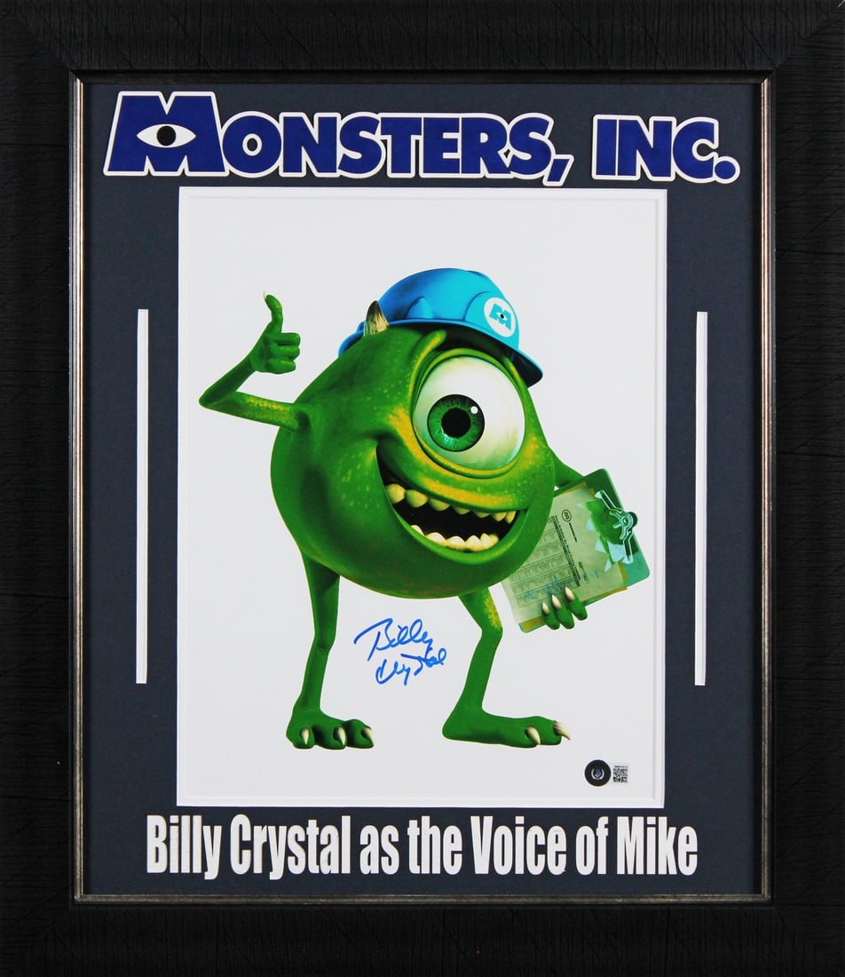 Billy Crystal Signed 11x14 Framed Monsters Inc. Photo with Beckett Authentication: Billy Crystal Signed 11x14 Framed Monsters Inc. Photo with Beckett Authentication This stunning 11x14 framed photograph features an authentic signature from Billy Crystal, renowned for his role in Mon