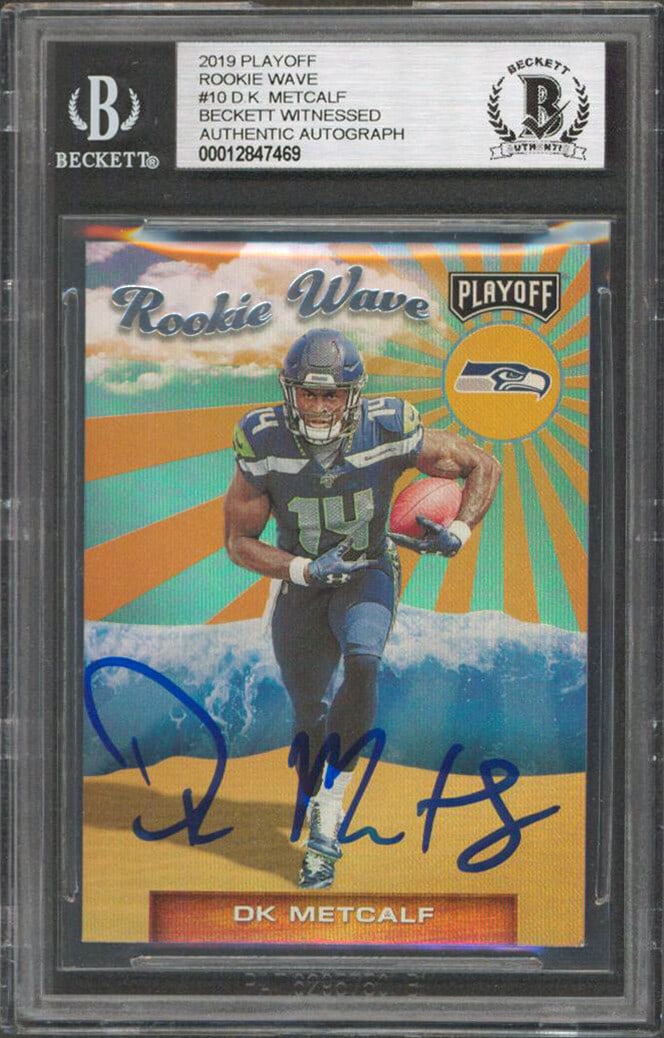 DK Metcalf Signed 2019 Playoff Rookie Wave #10 Card Beckett Authenticated (1 of 2)