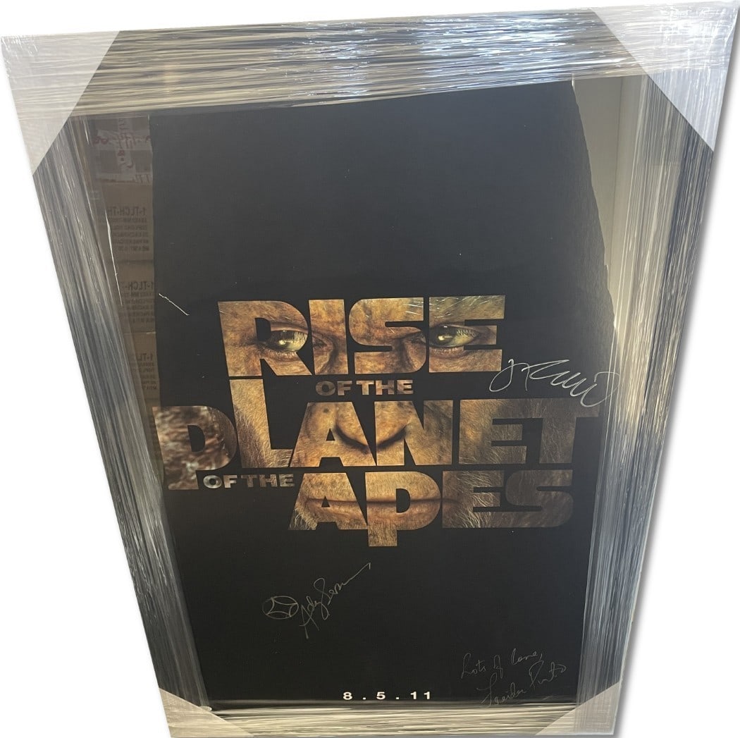 Rise Of The Planet Of The Apes Signed Poster Framed JSA Andy Serkis James Franco Freida Pinto: Rise Of The Planet Of The Apes Signed Poster Framed JSA Andy Serkis James Franco Freida Pinto Celebrate the iconic film with this Rise Of The Planet Of The Apes signed cast poster, featuring the autog