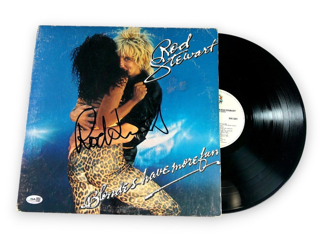 Blondes Have More Fun Album Cover Signed by Rod Stewart JSA Authenticated: Blondes Have More Fun Album Cover Signed by Rod Stewart JSA Authenticated This is an original "Blondes Have More Fun" album cover autographed by Rod Stewart. The autograph has been authenticated by Ja