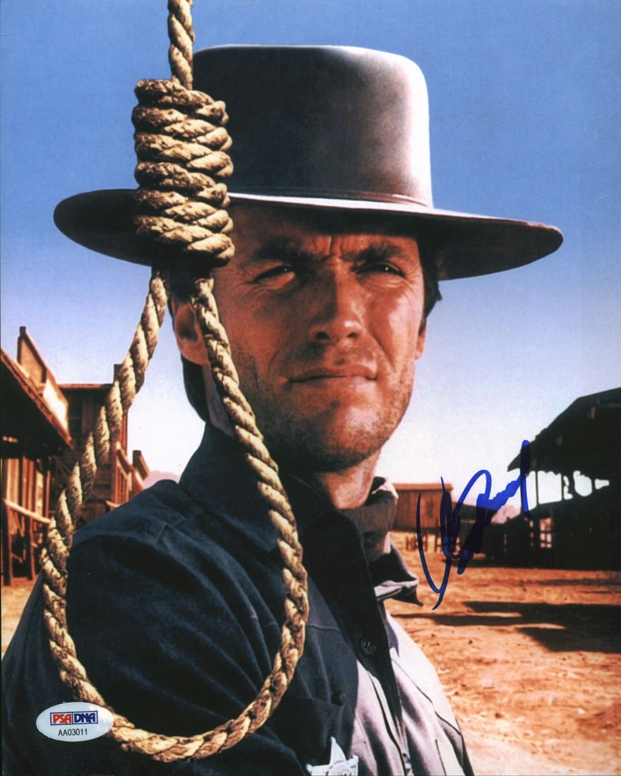 Clint Eastwood Signed 8x10 Photo The Good the Bad and the Ugly PSA/DNA: Clint Eastwood Signed 8x10 Photo The Good the Bad and the Ugly PSA/DNA This stunning 8x10 photo features the iconic Clint Eastwood from the classic film 'The Good, the Bad and the Ugly.' The photograp