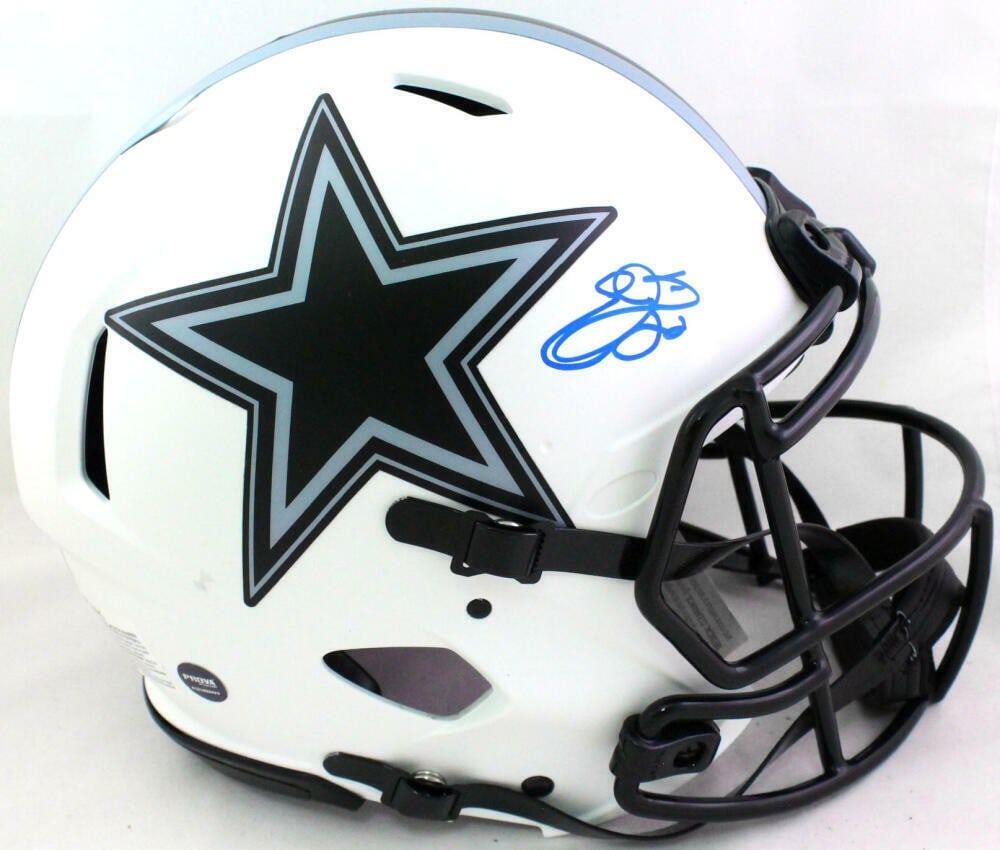 Emmitt Smith Autographed Dallas Cowboys Authentic Helmet Beckett Certified: Emmitt Smith Autographed Dallas Cowboys Authentic Helmet Beckett Certified This authentic full-size helmet is autographed by Emmitt Smith, a legendary player of the Dallas Cowboys. The helmet, a must-